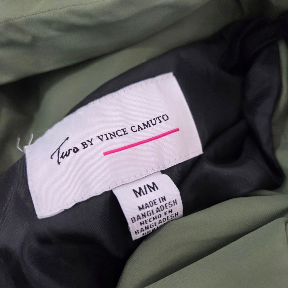 Vince Camuto Water Resistant Hooded Jacket green black windbreaker womens medium - Picture 7 of 8